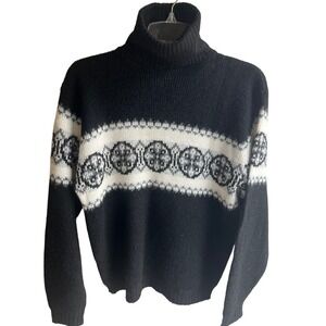 Vintage Kandahar Deluxe Black White Tow Died Nordic Turtleneck Knit Sweater M